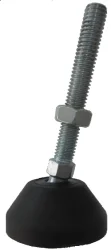 Material da Base: Injetada em poliamida reforçada com fibra de vidro e redutores de impacto.
Material Rosca: Aço carbono zincado ou Aço inox AISI 304.
Parafuso: Usinado esférico e roscado.
Roscas mm: M8 - M10 - M12
Roscas em ( polegada ) 5⁄16”, 3⁄8”, 1⁄2” SOB ENCOMENDA LOTE MINIMO
Comprimentos de rosca: 50, 70, 100.
Comprimentos de rosca: 120, 150. SOB ENCOMENDA
Apoio antiderrapante: somente para modelos FB ou AB.
Borracha nitrílica instalada na parte inferior da base, resistente à óleo na dureza 70 shore, evita o deslocamento do equipamento.
Base com diâmetro de 40 mm pé com sapata articulada não fixavel.
